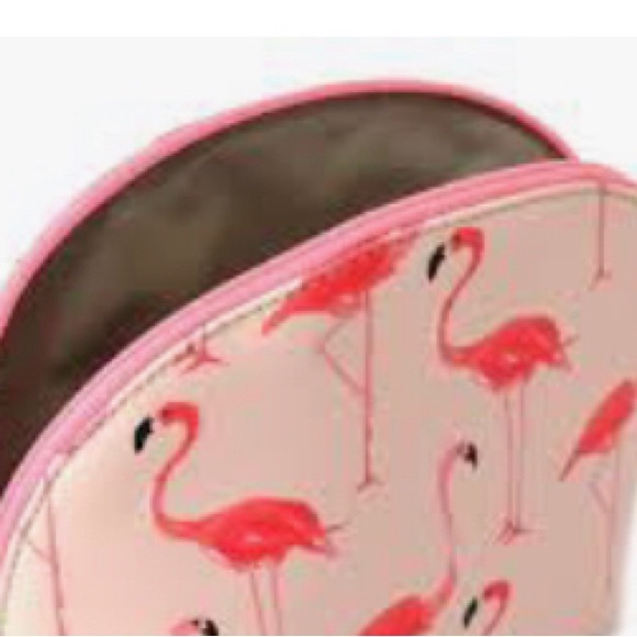 [kate spade] Flamingo Printed Quality Leather Zip-Up Pink Cosmetic Small Bag - Picture 2 of 10